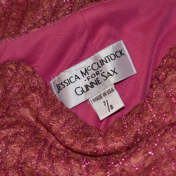 Pink glitter Jessica McClintock Gown size 7/8 - Picture 3 of 3